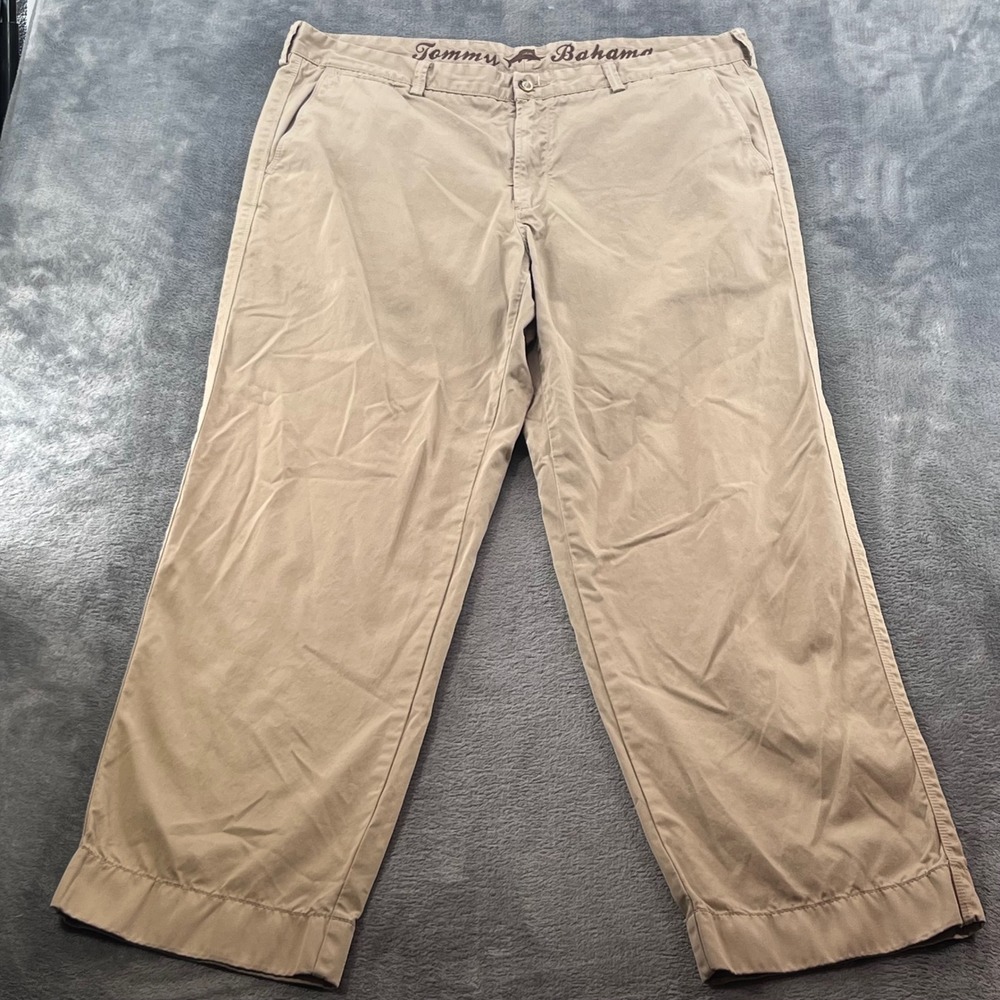 Tommy Bahama Mens Khaki Chino Pants 40x32 Tan Cotton Twill Straight Leg Trousers